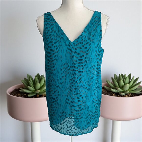 LILLY PULITZER Teal Patterned Dress Tank Top Size Small - Picture 1 of 8